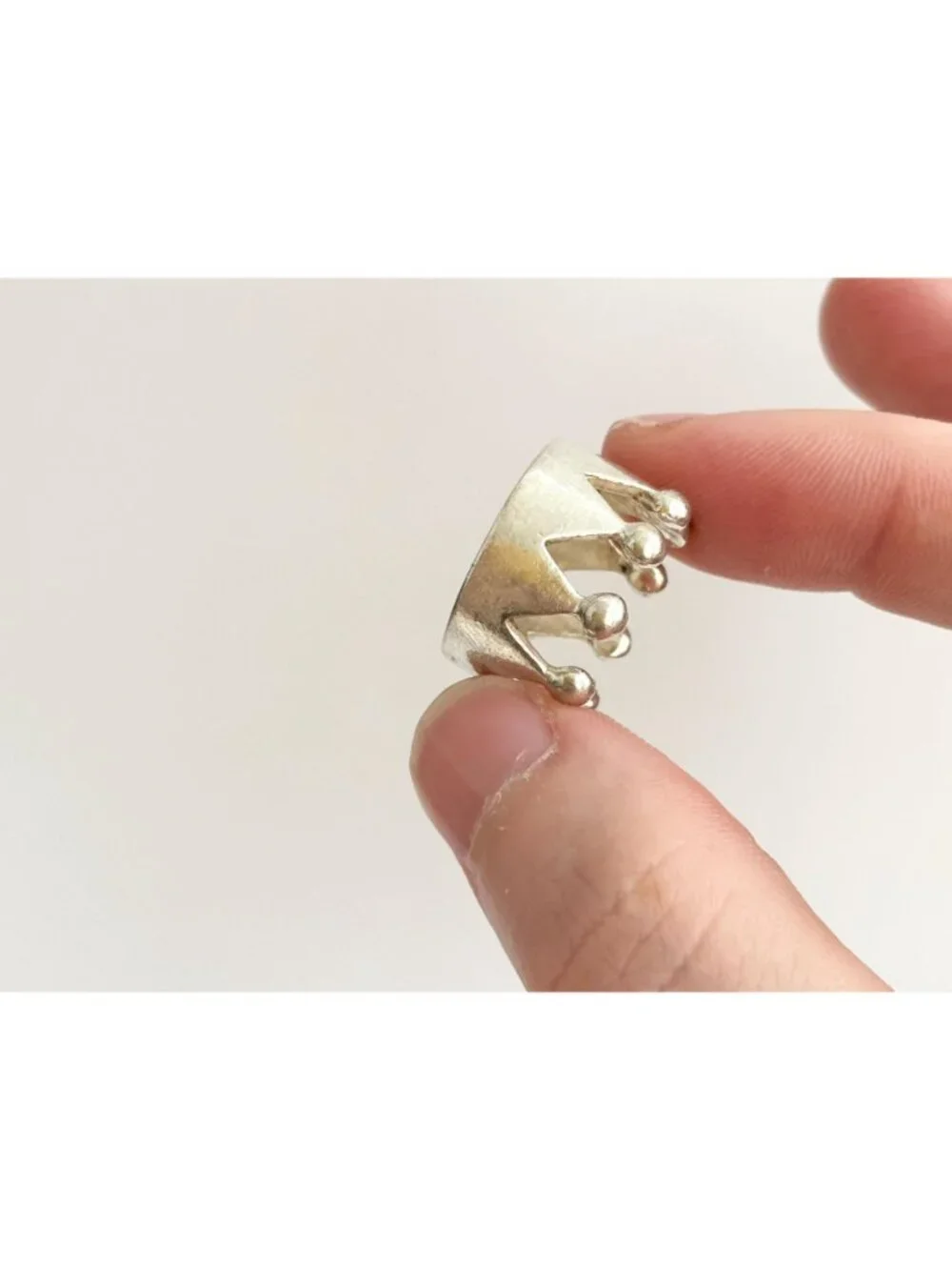 Crown Shaped Polished Bright Minimalist Sterling Silver 925 Vintage Ring - sz 6